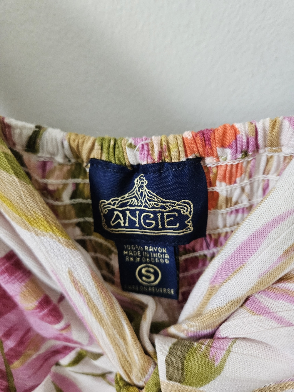 Angie White Mini Dress with Pink, Orange & Green Floral Print - Picture 3 of 5